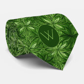 Abstrakt Forest Green Botanic Krawatte (Gerollt)