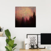 Abstrakt Forest Landschaft Art Grunge Sky Farben Poster (Heimbüro)