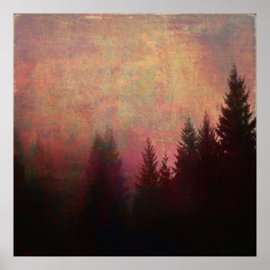 Abstrakt Forest Landschaft Art Grunge Sky Farben Poster (Vorne)