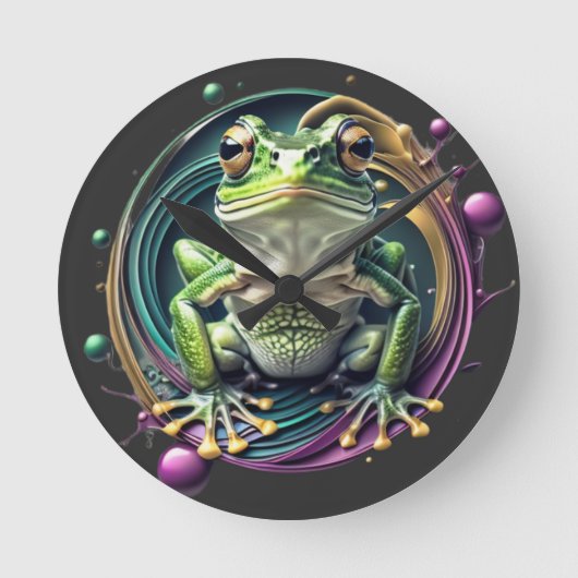 Abstrakt Frog Symphony Runde Wanduhr (Vorderseite)