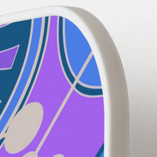 Abstrakt, funky, blau, lila und weiß. pickleball schläger (Linke Seite)