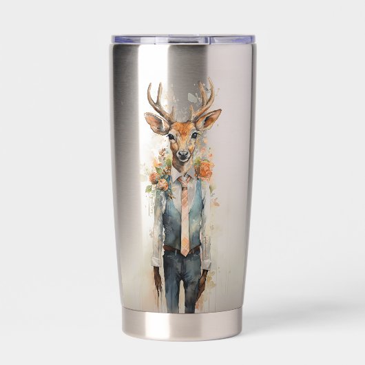 Abstrakt Funky Male Deer Thermobecher (Vorderseite)