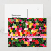 Abstrakt gebettetes, grün rosa Mosaik aus Glas Postkarte (Vorne/Hinten)