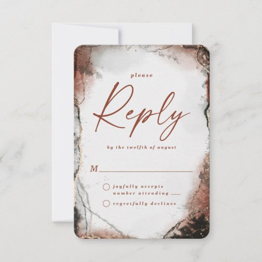 Abstrakt gebrannte Orange-Hochzeit im Herbst-UAWG- RSVP Karte (Vorderseite)