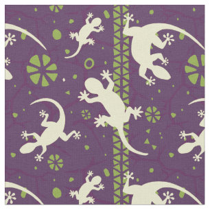 Abstrakt Gecko Cactus Ethnic Lila Pattern Stoff