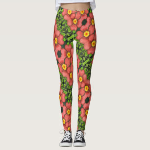 Abstrakt geflieste wilde Rose in Rosa, Gelb Leggings