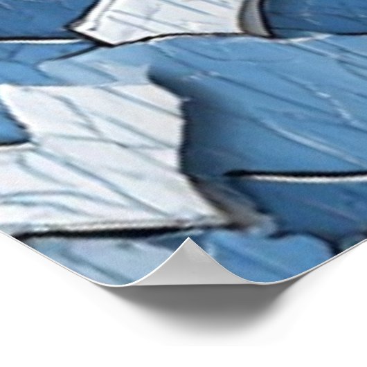 Abstrakt geknackte Farbe: blaue, gewitterte Oberfl Poster (Ecke)