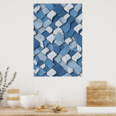 Abstrakt geknackte Farbe: blaue, gewitterte Oberfl Poster (Küche)