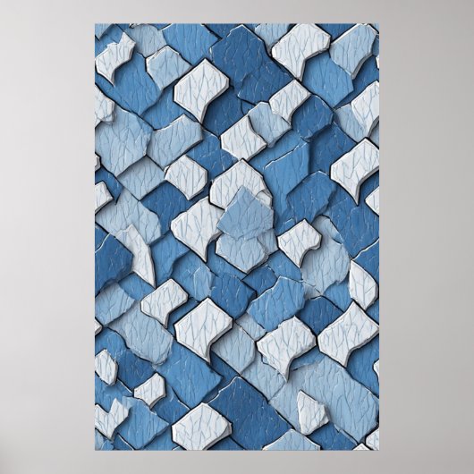 Abstrakt geknackte Farbe: blaue, gewitterte Oberfl Poster (Vorne)