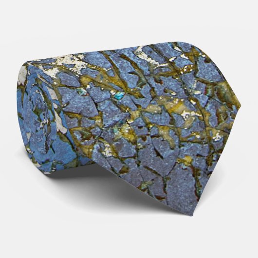 abstrakt gekrackte blaue Farbe Krawatte (Gerollt)