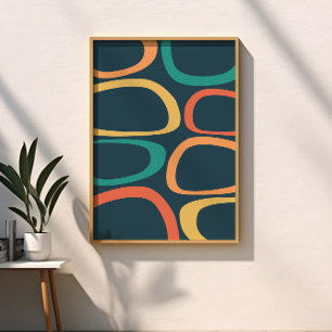 Abstrakt Gelb, Orange, Teal im Stil der Mitte des  Poster