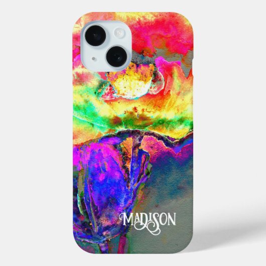 Abstrakt-gelb-rosa Aquarellmalerei Case-Mate iPhone Hülle (Rückseite)