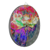 Abstrakt-gelb-rosa Aquarellmalerei Dartscheibe (Vorderseite Links)