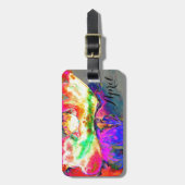 Abstrakt-gelb-rosa Aquarellmalerei Gepäckanhänger (Vorderseite vertikal)