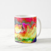 Abstrakt-gelb-rosa Aquarellmalerei Kaffeetasse (VorderseiteRechts)