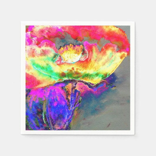 Abstrakt-gelb-rosa Aquarellmalerei Serviette (Vorderseite)