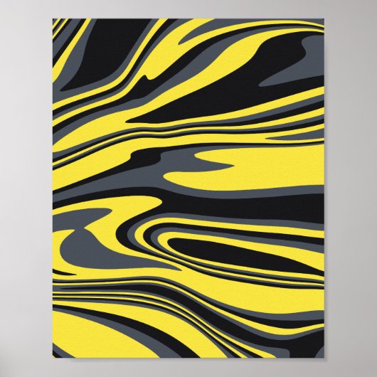Abstrakt-Gelb-Schwarz-Weiß-Kunst Poster (Vorne)