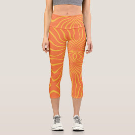 Abstrakt gelb und orange capri leggings