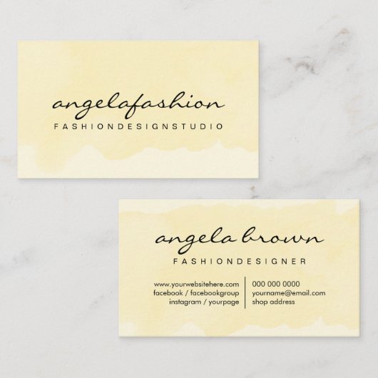 Abstrakt Gelbe Artistie Wasserfarbe Visitenkarte (Vorne/Hinten)