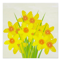 Abstrakt Gelbe Daffodien Wasserfarben Kunst-Poster