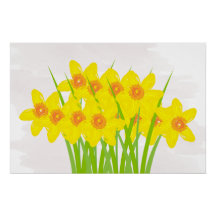 Abstrakt Gelbe Daffodien Wasserfarben Kunst-Poster