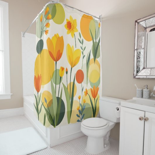 Abstrakt-Gelbe Frühlingsblumen Duschvorhang (Beispiel)