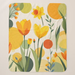 Abstrakt-Gelbe Frühlingsblumen Sherpadecke