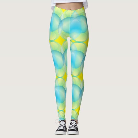 Abstrakt-Gelbe Kreise Seifenblasen Muster Leggings (Vorderseite)