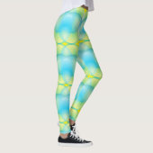 Abstrakt-Gelbe Kreise Seifenblasen Muster Leggings (Rechts)