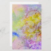 ABSTRAKT GELBE LILA WELLEN, BLUMENFANG-WIRBEL BRIEFPAPIER (Vorne/Hinten)