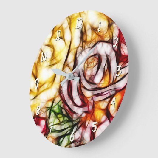 Abstrakt Gelbe Rose Kunstblumenleuchte Große Wanduhr (Winkel)