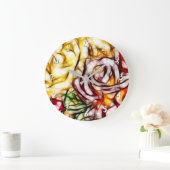 Abstrakt Gelbe Rose Kunstblumenleuchte Große Wanduhr (Zuhause)