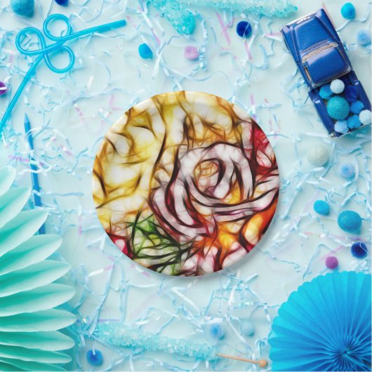 Abstrakt Gelbe Rose Kunstblumenleuchte Pappteller (Party)