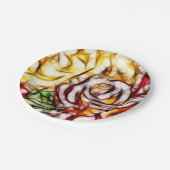 Abstrakt Gelbe Rose Kunstblumenleuchte Pappteller (Schrägansicht)