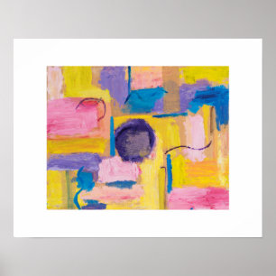 Abstrakt Gelbes und rosa Gitter mit Lila Punkt Poster