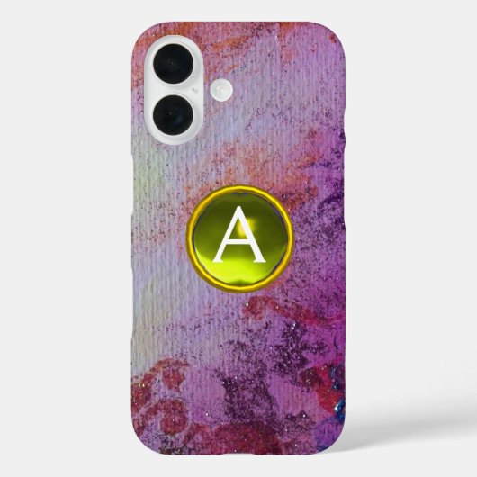 ABSTRAKT GEM MONOGRAM lila gelb Case-Mate iPhone Hülle (Rückseite)