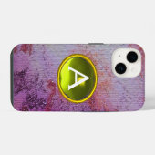ABSTRAKT GEM MONOGRAM lila gelb iPhone Hülle (Rückseite (Horizontal))