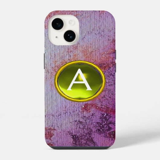 ABSTRAKT GEM MONOGRAM lila gelb iPhone Hülle (Rückseite)