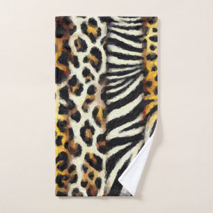 Abstrakt gemustert gemischt Wildtier-Prints Badhandtuch Set