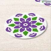 Abstrakt Geo Mandala Blume Runder Pappuntersetzer (Angewinkelt)