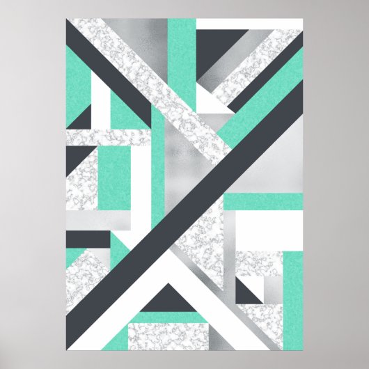 Abstrakt Geo - Marmor und Minze Poster (Vorne)