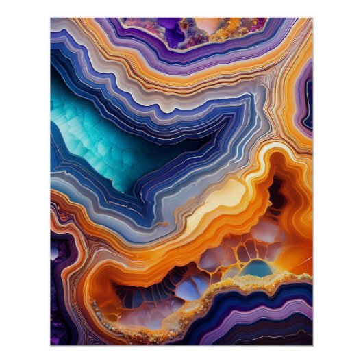 Abstrakt Geode Art - Farbenfrohe Steinschichten Poster (Vorderseite)