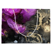 Abstrakt Geode Marbling Black Lila Unique Große Geschenktüte (Rückseite)