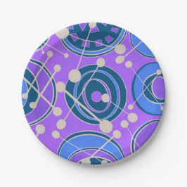 Abstrakt, geoförmig in lila, blau pappteller