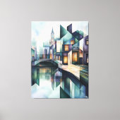 Abstrakt Geometric Amsterdam Skyline mit Canal Leinwanddruck (Vorderseite)