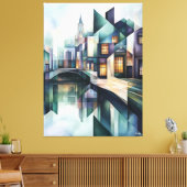 Abstrakt Geometric Amsterdam Skyline mit Canal Leinwanddruck (Insitu (Wohnzimmer))
