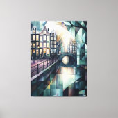Abstrakt Geometric Amsterdam Skyline mit Canal Leinwanddruck (Vorderseite)
