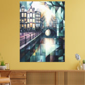 Abstrakt Geometric Amsterdam Skyline mit Canal Leinwanddruck (Insitu (Wohnzimmer))