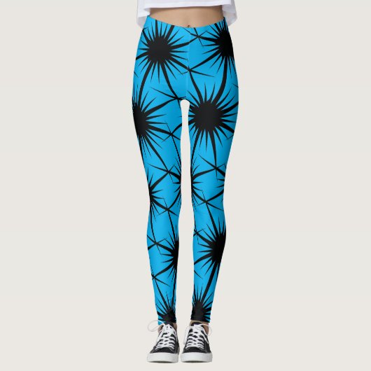 Abstrakt Geometric Black Pricky Cactus Thorn Leggings (Vorderseite)