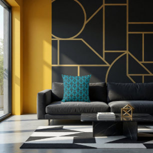 Abstrakt Geometric Blue Floral Kissen